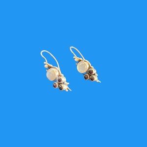 Sterling silver earrings- moonstone and garnet